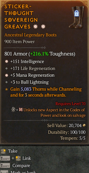 Legendary Boots Int(GA) Mana Regen(GA) // S13 24/7 Online Acc#2C712