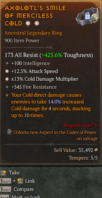 Legendary Ring IAS/AS(GA) Cold Multi(GA) // S13 24/7 Online Acc#2C714