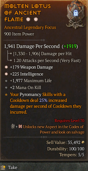 Legendary Focus Weapon Dmg(GA) Int(GA) // S13 24/7 Online Acc#2C733