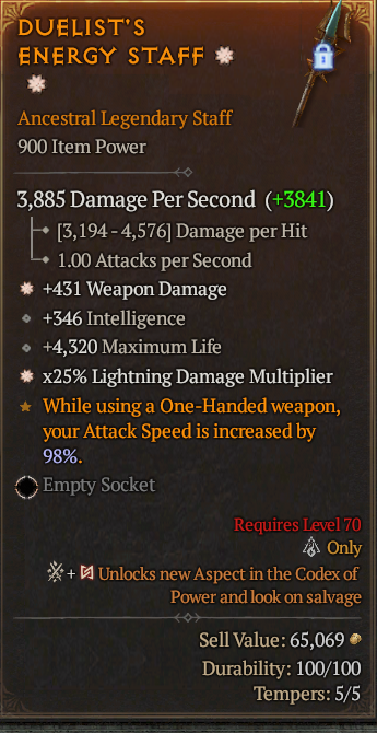 Legendary Staff Weapon Dmg(GA) Lightning Multi(GA) // S13 24/7 Online Acc#2C737