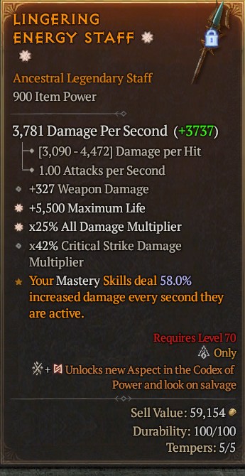 Legendary Staff Life/HP(GA) AD(GA) // S13 24/7 Online Acc#2C738