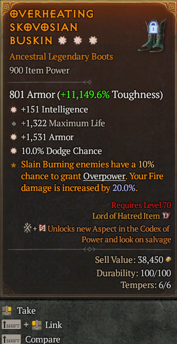 Legendary Boots Int(GA) Armor(GA) Dodge// S13 24/7 Online Acc#2C744