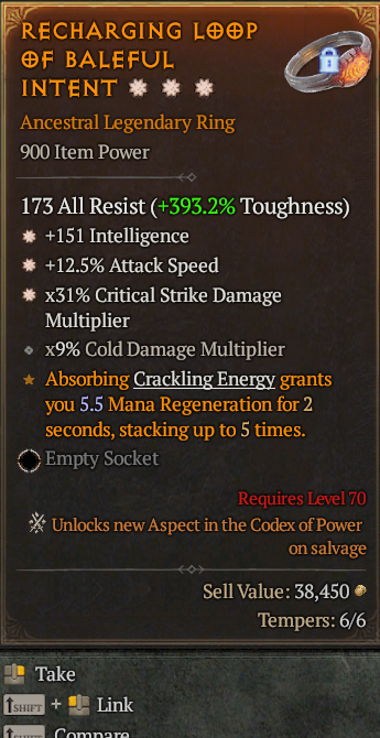 Legendary Ring Int(GA) IAS/AS(GA) CDM// S13 24/7 Online Acc#2C749