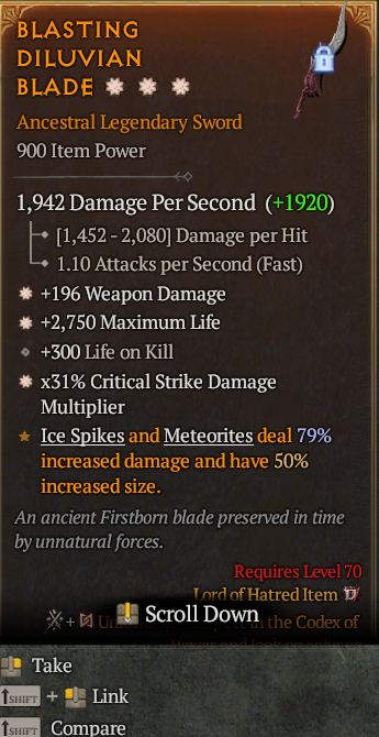 Legendary Sword Weapon Dmg(GA) Life/HP(GA) CDM// S13 24/7 Online Acc#2C751
