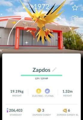 SHINY ZAPDOS KANTO PARK BACKGROUND- 1m or 20k trade