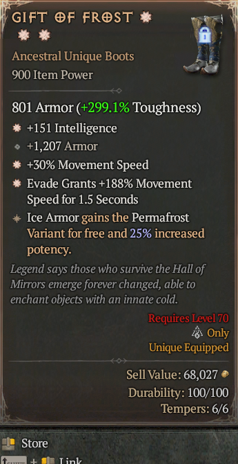Gift of Frost 3GA ? Unique Boots ? Full Max Roll S13 24/7 Online Acc#2JINX22
