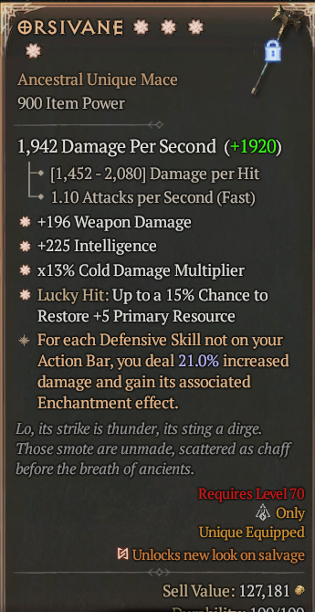 Orsivane 4GA ? Unique Mace ? High Roll S13 24/7 Online Acc#2JINX33