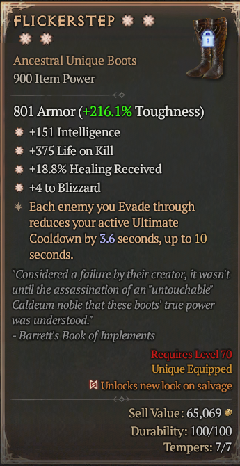 Flickerstep 4GA ? Unique Boots ? High Roll S13 24/7 Online Acc#2JINX34