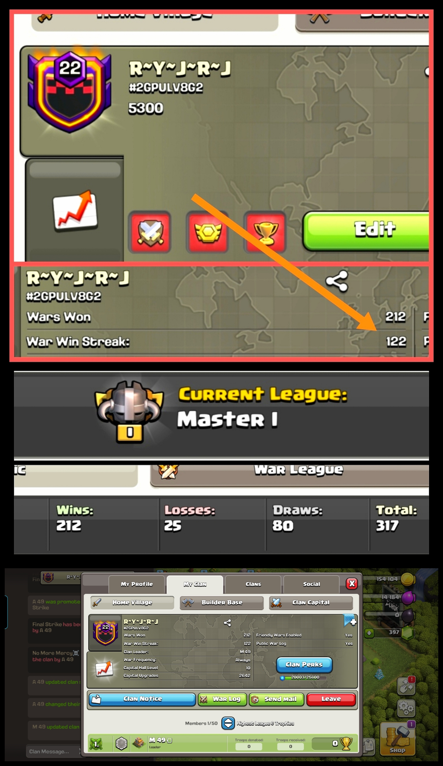 [World's Rarest] [ War Win Streak: 122 ] - Level: 22 - Name: R~Y~J~R~J - League: Master 1 - CP: 10 MAX - [10:1] War Win - Almost Level 23 Level - Rare English Name - No. 207