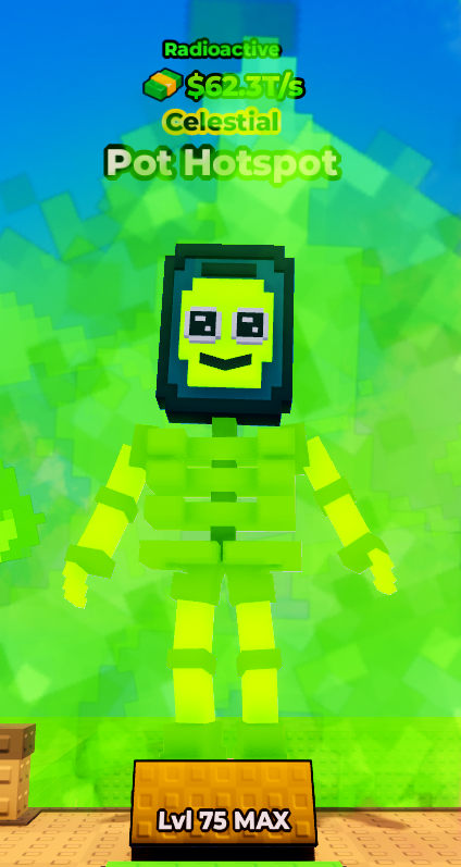 Pot Hotspot Radioactive Max Level  🟢  | 62.3T/s 💸 | Kick a Lucky Block ⚡ | Fast Delivery ✅