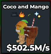 [ Secret ] Coco And Mango With Matteo Hat , Fire , Bombardillo , Firework Trait 502.5M/Sec | Ready Unit✅ | INSTANT DELIVERY✅