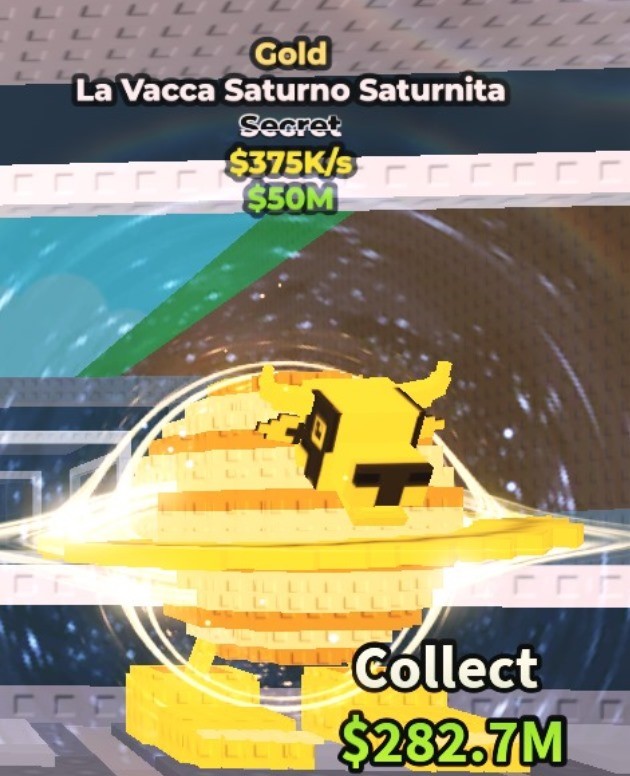 Gold La Vacca Saturno Saturnita 375 K/s Secret || Fast Delivery| The Best Price Guarantee | Limited Offer|Steal a Brainrot (SaB) Rarest!