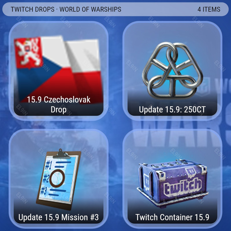 ✅ Twitch Drops ⚡️ 15.9 Czechoslovak Drop 💜 World of Warships [Total 4 Items]