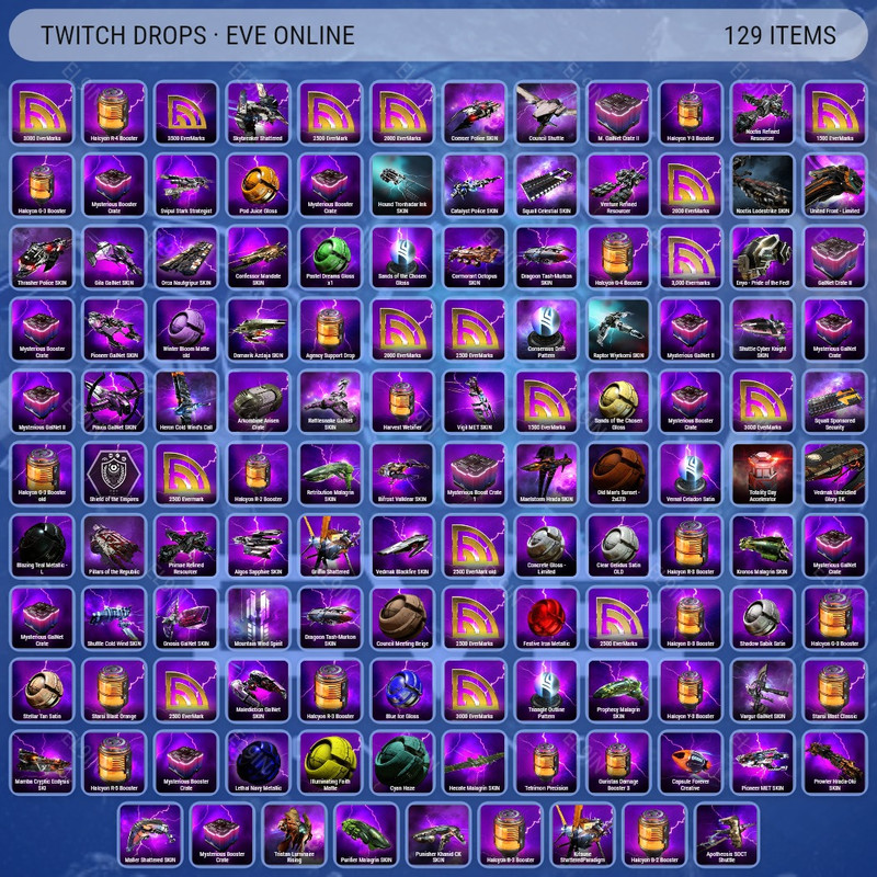 🌌 Twitch Drops ❤️ Crimson Harvest Drop 6 🌐 EVE Online [Total 129 Items]
