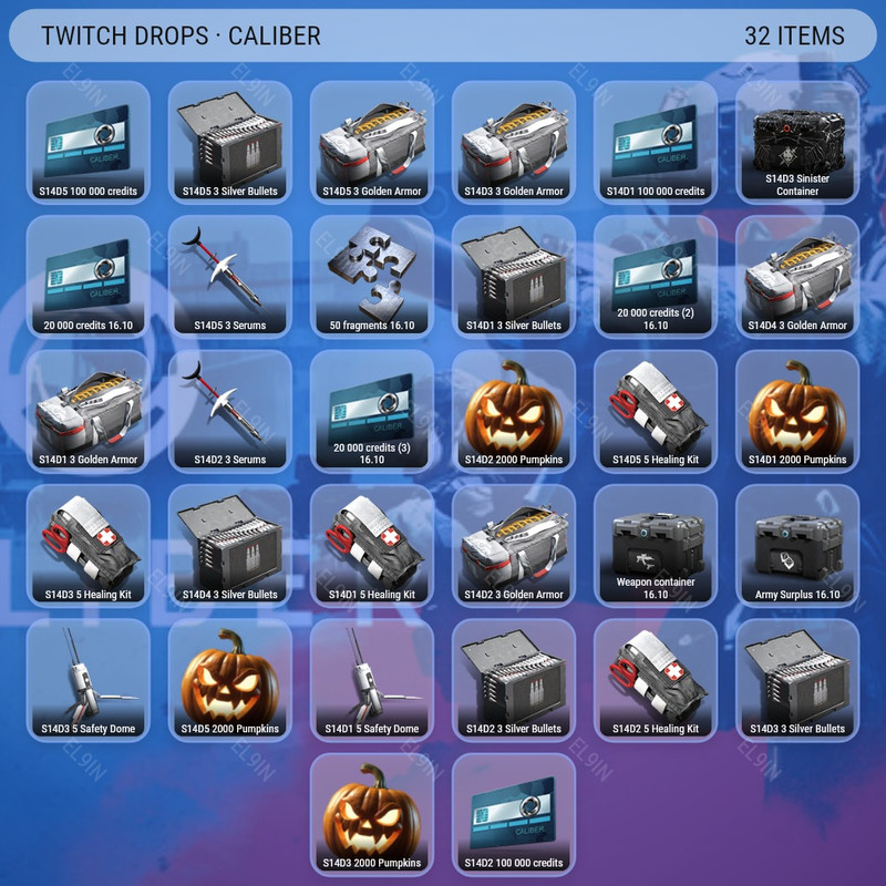 💎 Twitch Drops 💜 S14D5 Shadow Arsenal 💜 Caliber [Total 32 Items]