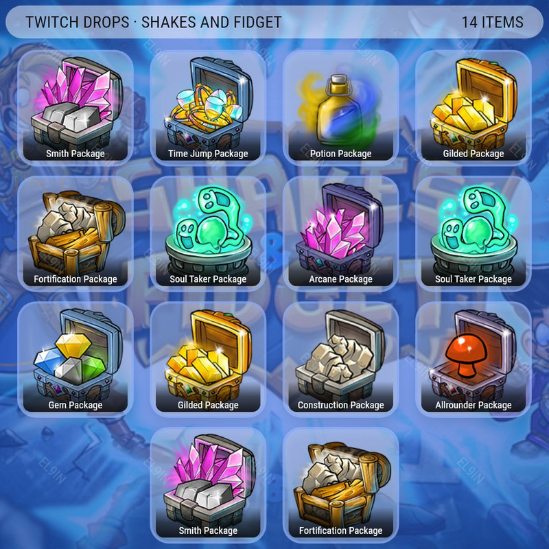 🌐 Twitch Drops 🌐 S&F Drops 1/3 🌌 Shakes and Fidget [Total 14 Items]
