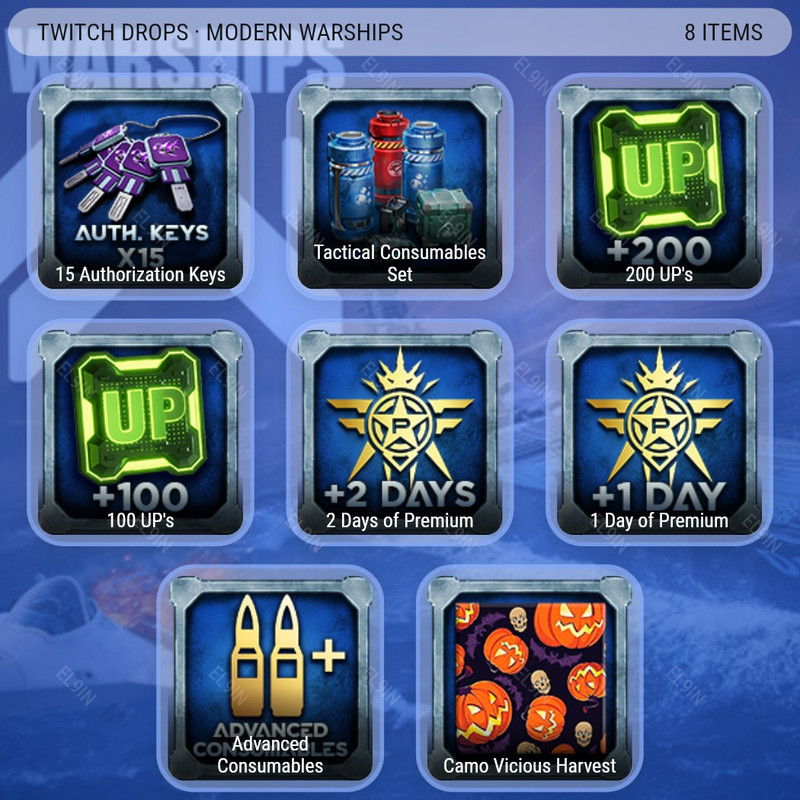 👑 Twitch Drops 💎 Weekly Supply Drops #39 👑 Modern Warships [Total 8 Items]