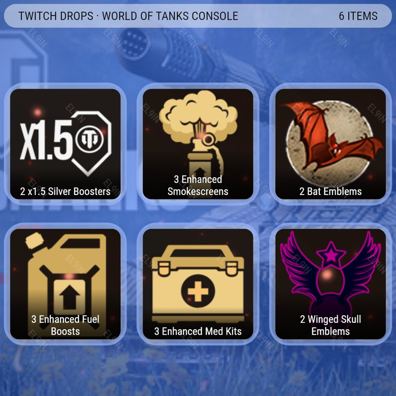 🌐 Twitch Drops 🌌 Halloween #1 💜 World of Tanks Console [Total 6 Items]