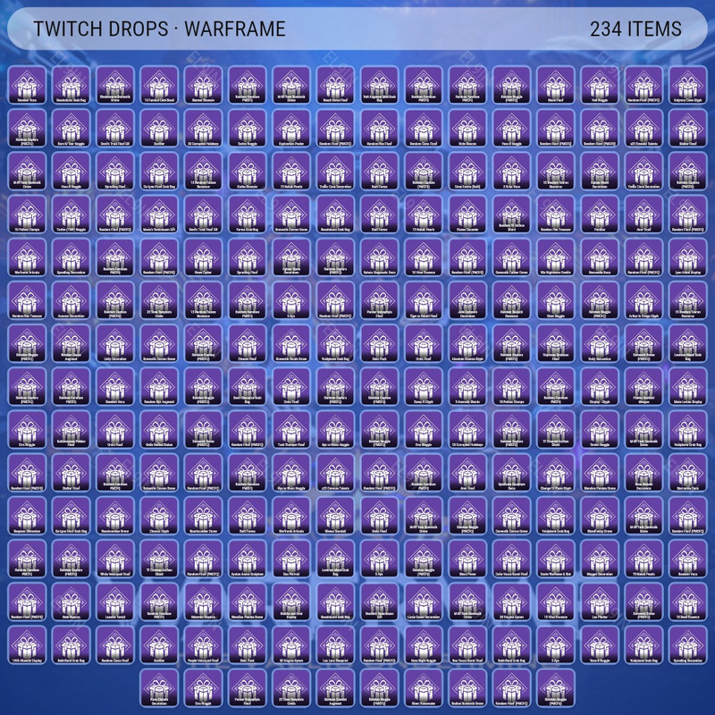 🧨 Twitch Drops 💜 PMCFQ - kirarahime 🧨 Warframe [Total 237 Items]