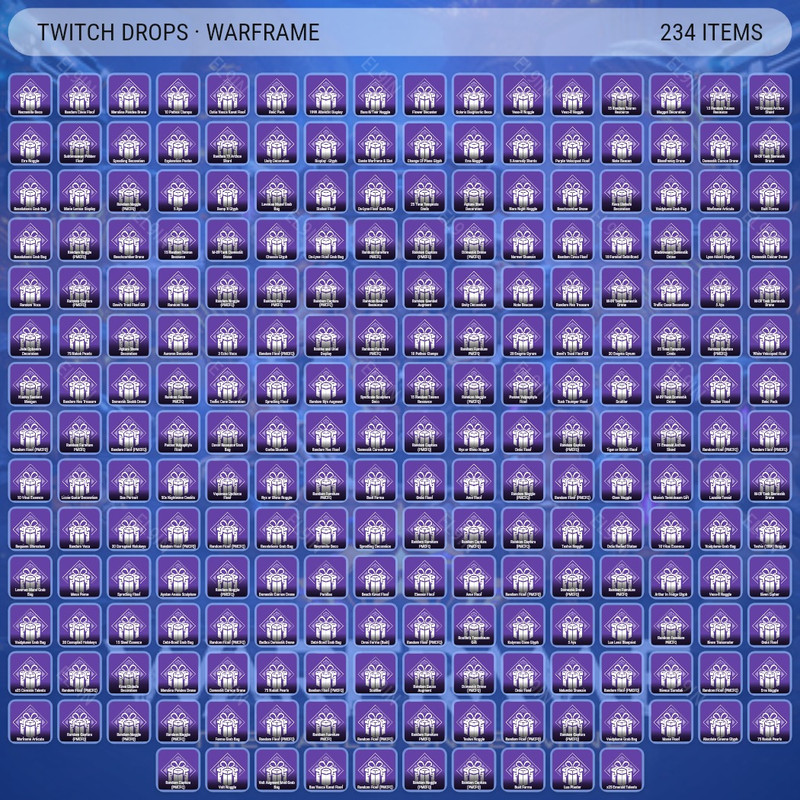 👑 Twitch Drops 💎 PMCFQ - kirarahime ⚡️ Warframe [Total 237 Items]