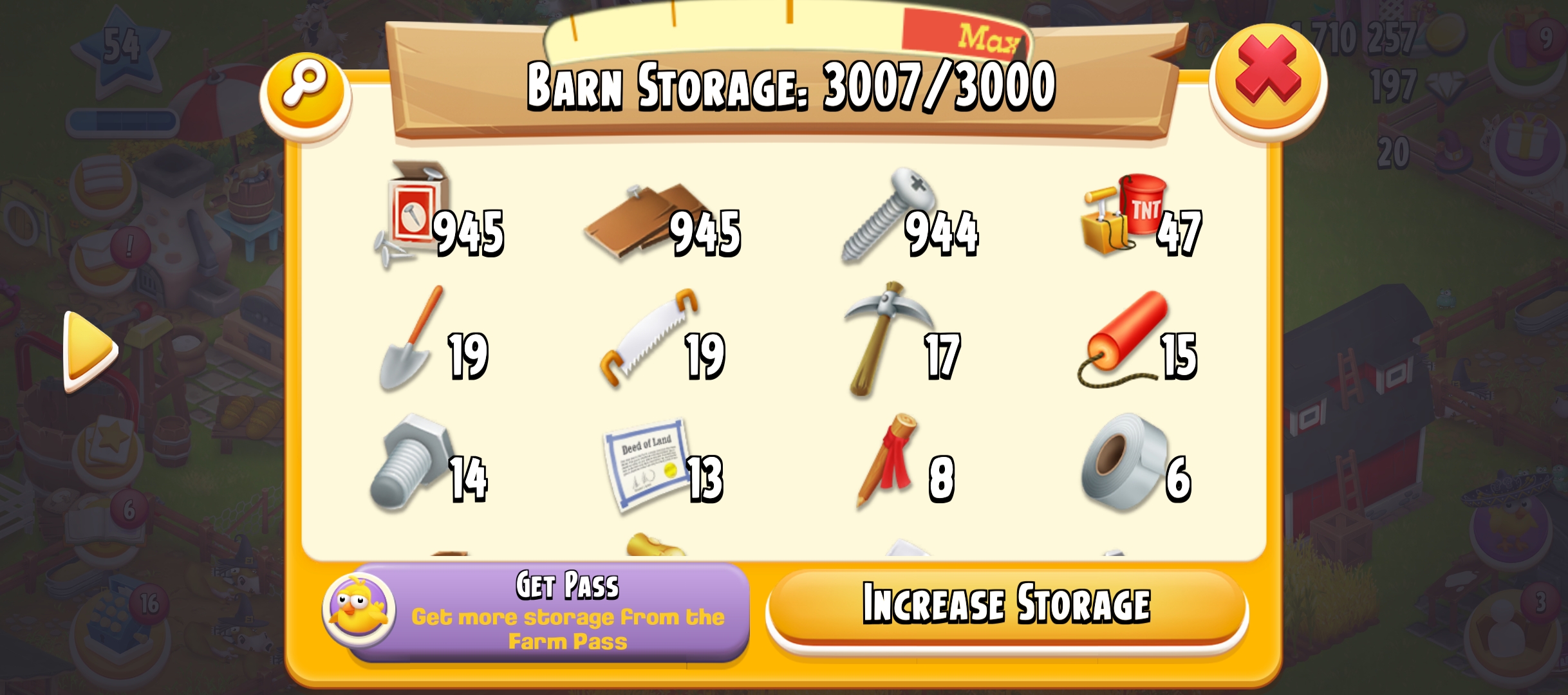 2800+ Silo Tools cheap price | Account level 53| Barn Storage 3000 | Silo items
