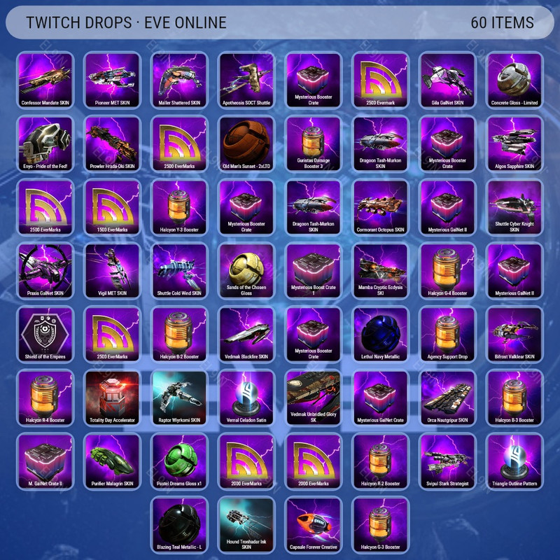 🌐 Twitch Drops 🧨 Crimson Harvest Drop 5 🧙‍♂️ EVE Online [Total 60 Items]