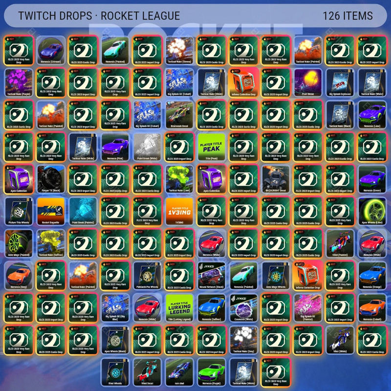 ❤️ Twitch Drops 💜 RL World Championship 🧨 Rocket League [Total 126 Items]