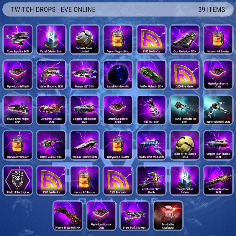 ⚡️ Twitch Drops 🧙‍♂️ Crimson Harvest Drop 4 ❤️ EVE Online [Total 39 Items]