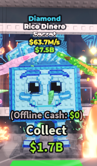 Diamond Rico Dinero (63.7M/s) – NO TRAITS – SECRET – STEAL A BRAINROT – FAST DELIVERY & TRUSTED#W6HW1N