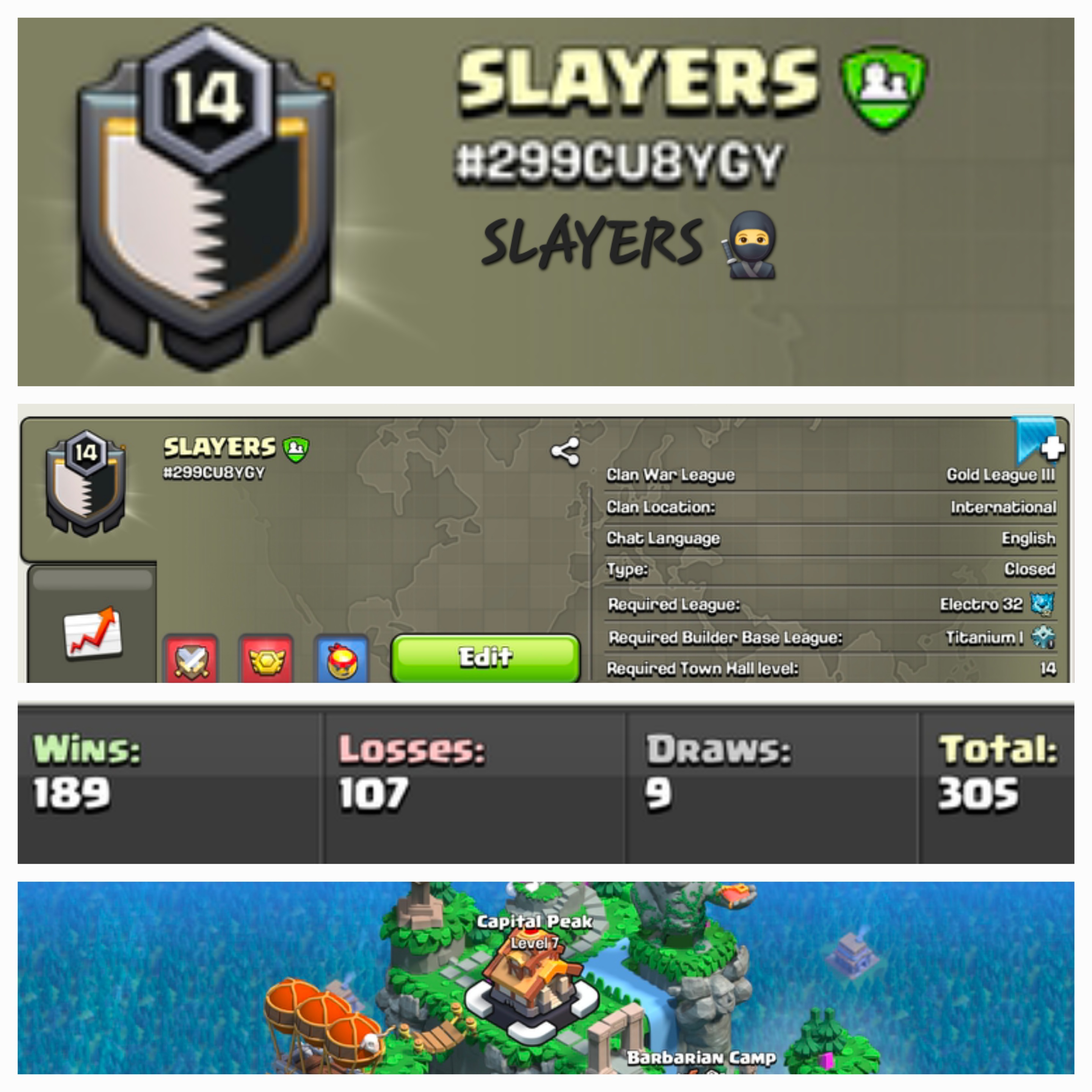 SLAYERS !! LEVEL 14 !! CAPITAL PEAK 7 !! WIN 189 LOSS 107 !! HIGH WINS !! PERFECT NAME !! CHEAP !! FAST DELIVERY
