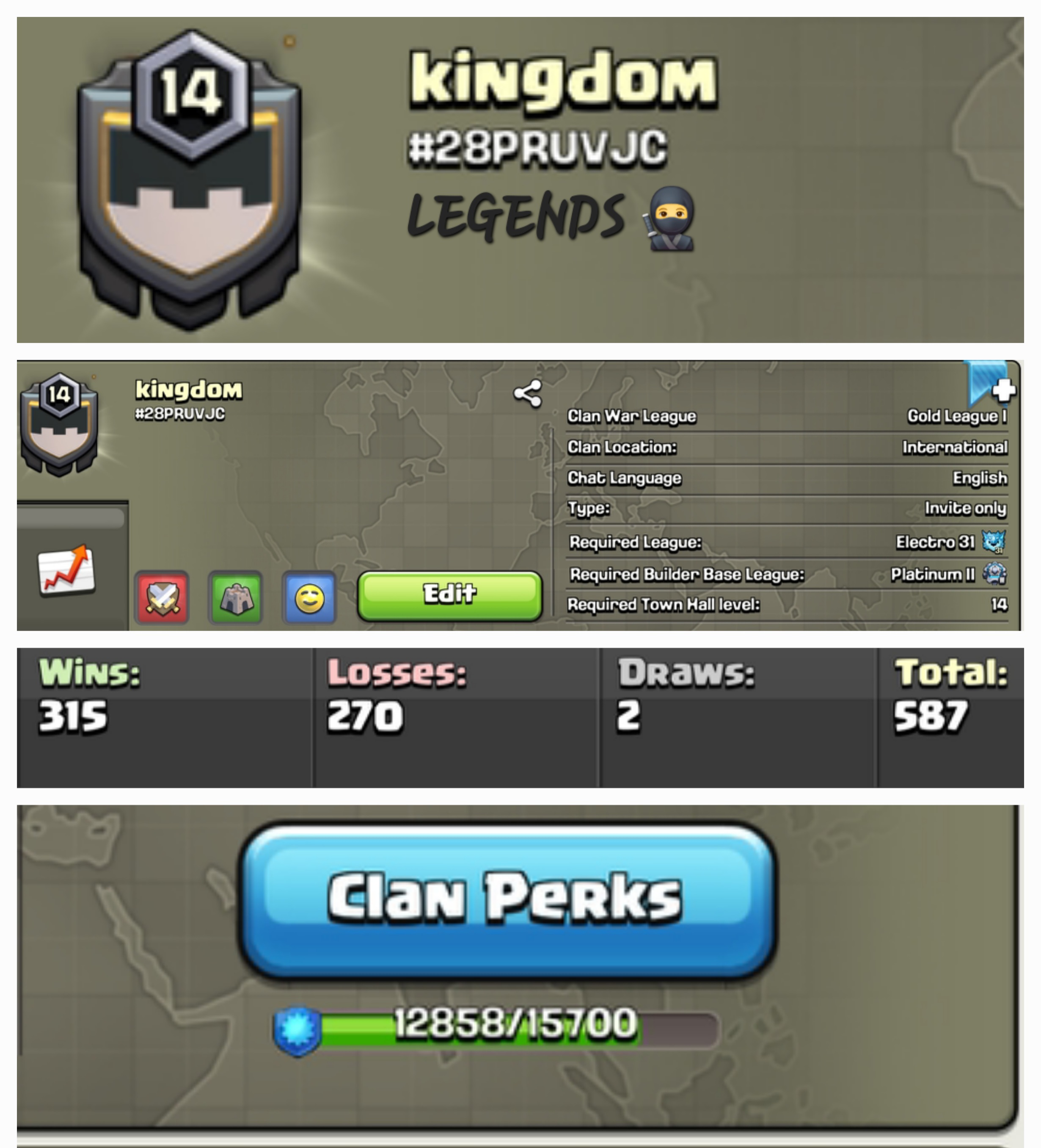 Kingdom !! LEVEL 14.9 ( ALMOST 15) !! WIN 315 LOSS 217 !! HIGH WINS !! GOLD 1 !! PERFECT NAME !! CHEAP !! FAST DELIVERY