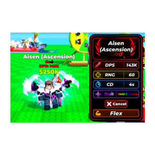 [ God ] Diamond Aisen ( Ascension ) Lv 7 Trait Void Emperor [ DPS 143K ] ( Defend ur base with anime ) | Ready Unit✅ | INSTANT DELIVERY✅
