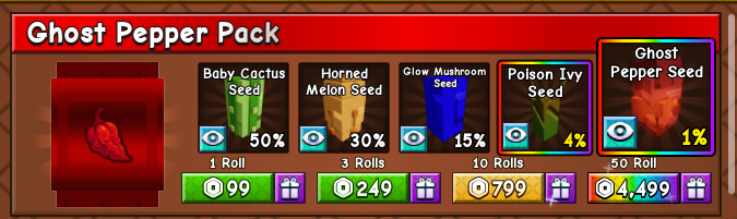 Grow a Garden 2 - x50 Rolls Ghost Pepper Pack [4499R]
