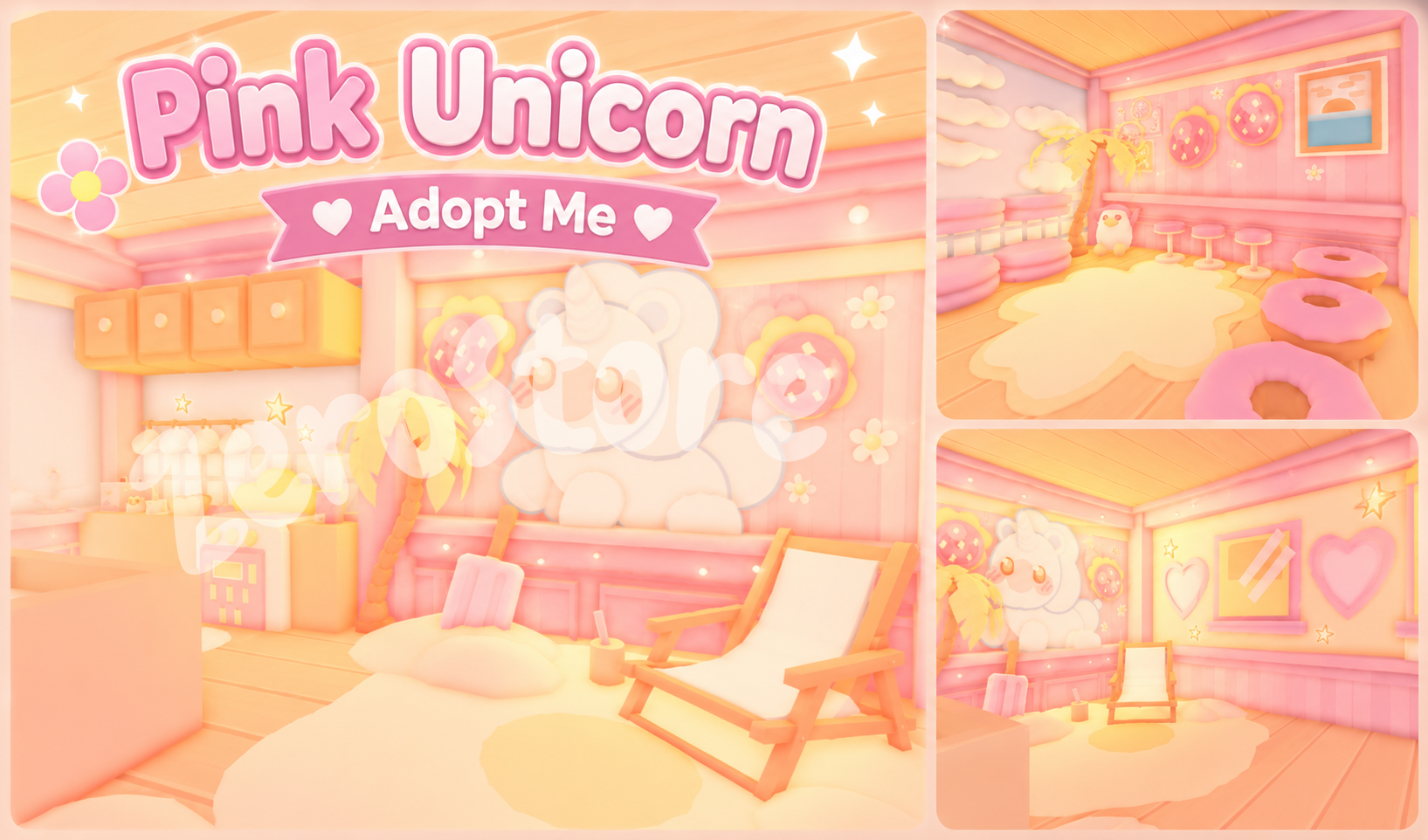 ⋆˙⟡ Pink Unicorn Theme House 🦄 Adopt Me ɞ˚‧｡⋆