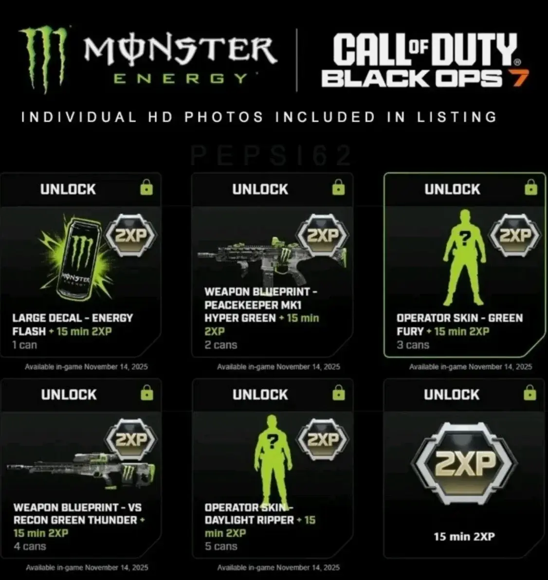 ⚡ Full Monster Energy Bundle  BO7 🔋 Limited Edition 6 Rewards