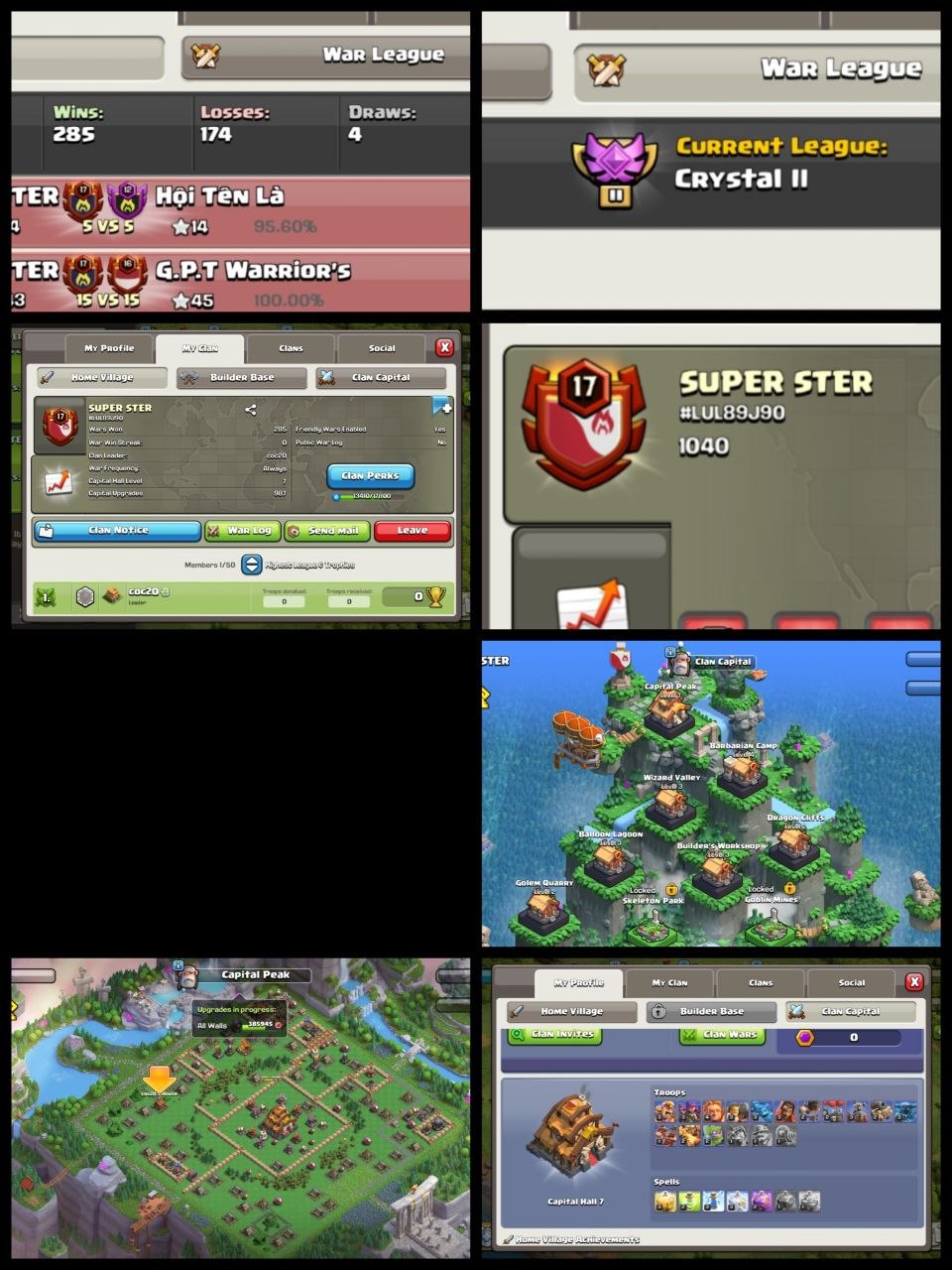 Level: 17 - Name: Super Ster - League: Crystal 2 - Positive War Log - CP: 08 - Almost level 18 - Premium English Name - No. 114
