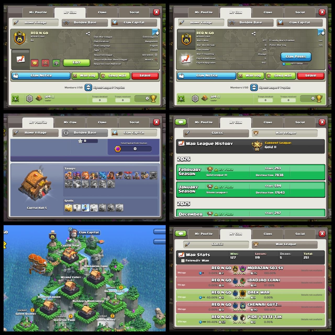 No.174 - Level: 10 - Name: Req N Go - League: Gold 2 - Positive War Log - CP:05 - Almost 11 level - Premium English Name - Fastest Delivery