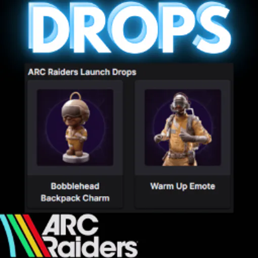 ⚡️ ARC RAIDERS | 2 ITEMS Skins ☑️ Twitch Drops Bobblehead Backpack Charm Warm Up Emote