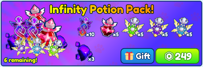 Bubble Gum Simulator INFINITY > Infinity Potion Pack [249R]