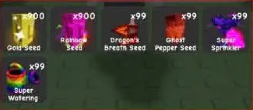 BEST SELLER 🔥COMPO : x99 Dragon’s breath seed,x99 Ghost pepper seed,x99 watering, 99 super sprinkler,x900 gold seed,x900 ranbow seed 🌈🌈
