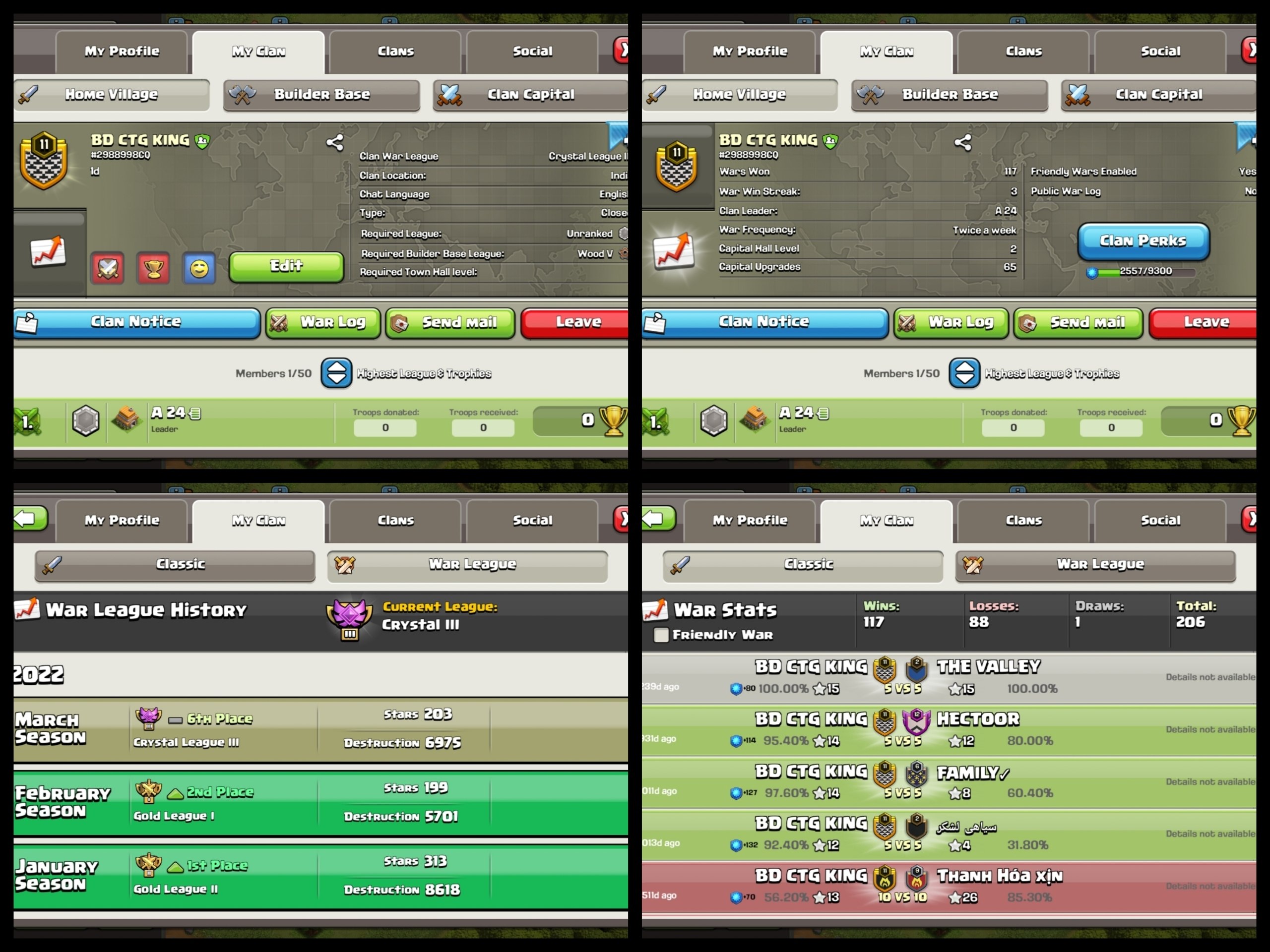 Level: 11 - Name: BD CTG King - League: Crystal 3- Positive War Log - Premium Name - No. 167