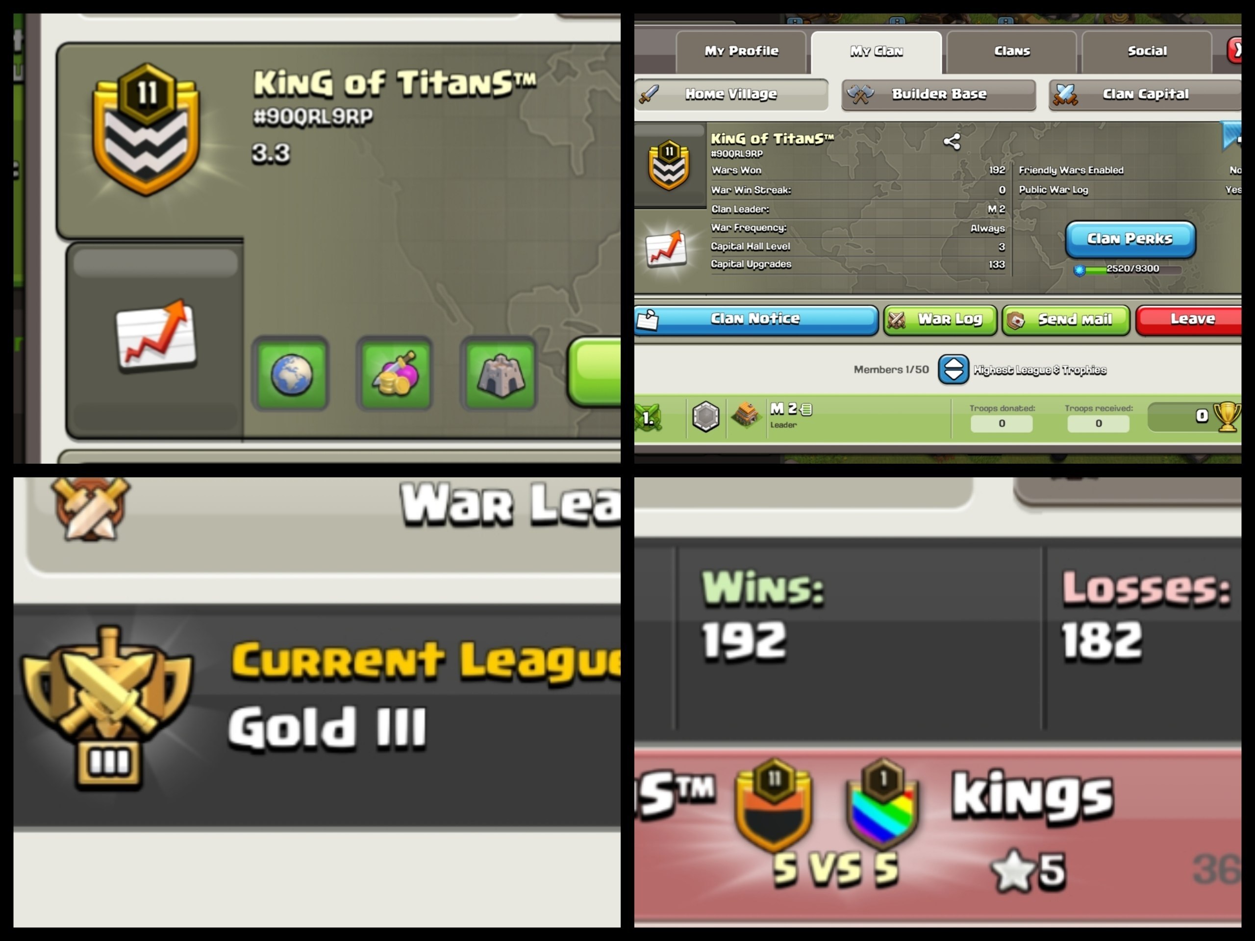 Level: 11 - Name: King of titans - League: Gold 3 - Positive War Log - CP:03 - Premium English Name - No. 140
