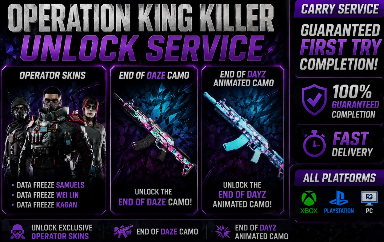 END OF DAYS Animated Universal Camo- All weapons - 3x Data Freeze Operators- For Wei Lin, Kagan, Samuels - All Platforms - Prime Target Glitch- Act 4