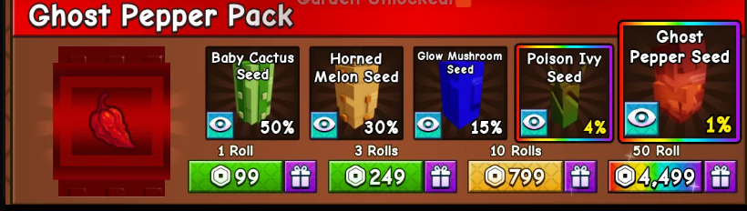 x70 Ghost Pepper Pack (6097R$) - Grow a Garden 2