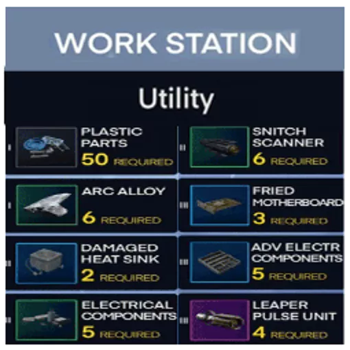 [Workshop] Workstation Full Upgrade Of "Utility" from Level 1 to Level 3 All Materials, And Items (Fast and Cheap Service)