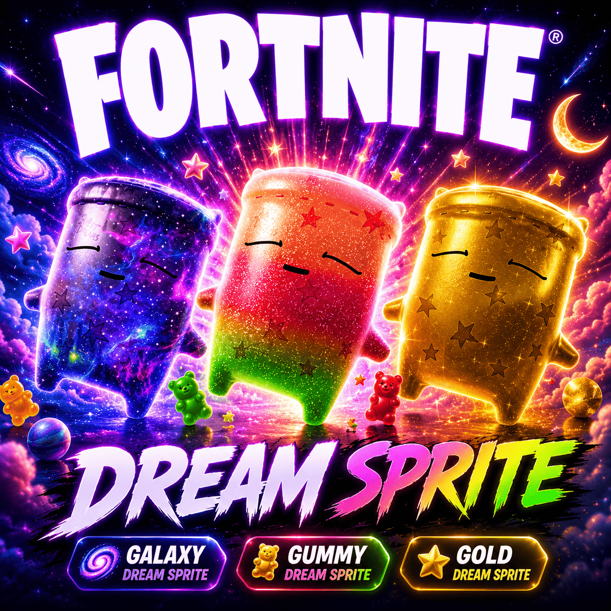 3 Dream Sprite | Gold Dream Sprite + Gummy Dream Sprite + Galaxy Dream Sprite