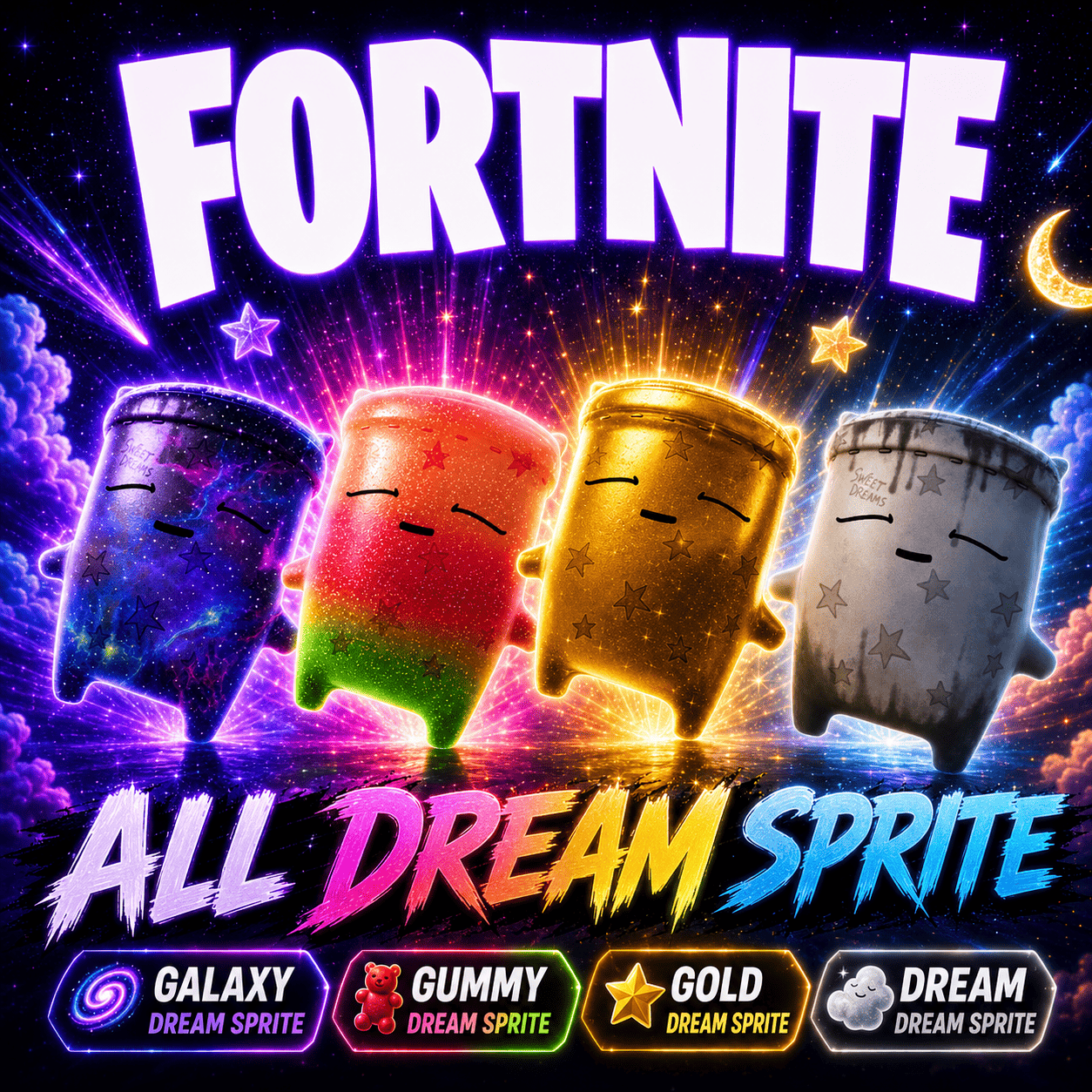 4 Dream Sprite | Dream + Gold Dream Sprite + Gummy Dream Sprite + Galaxy Dream Sprite