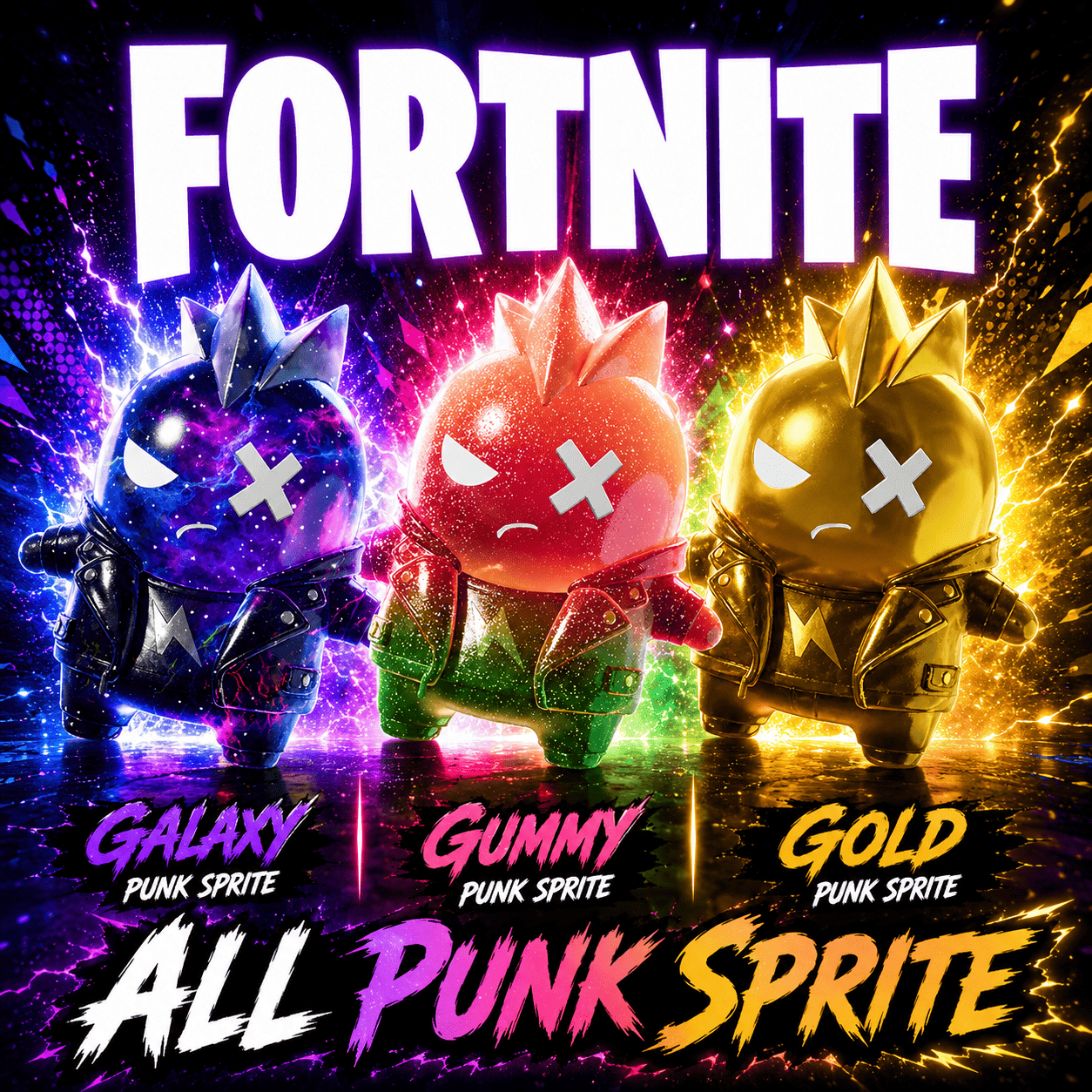 3 Punk Sprite | Gold Punk Sprite + Gummy Punk Sprite + Galaxy Punk Sprite