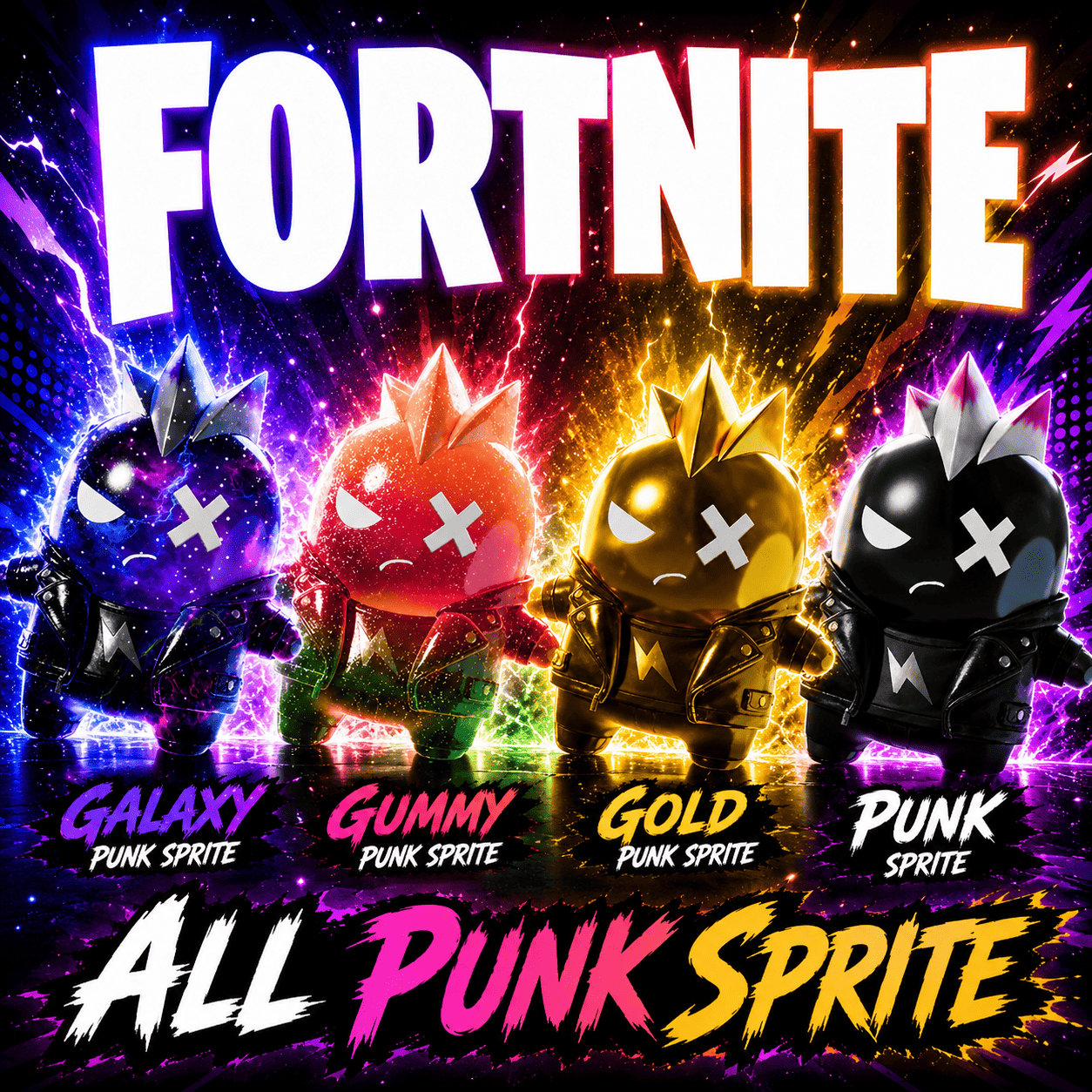 4 Punk Sprite | Punk + Gold Punk Sprite + Gummy Punk Sprite + Galaxy Punk Sprite