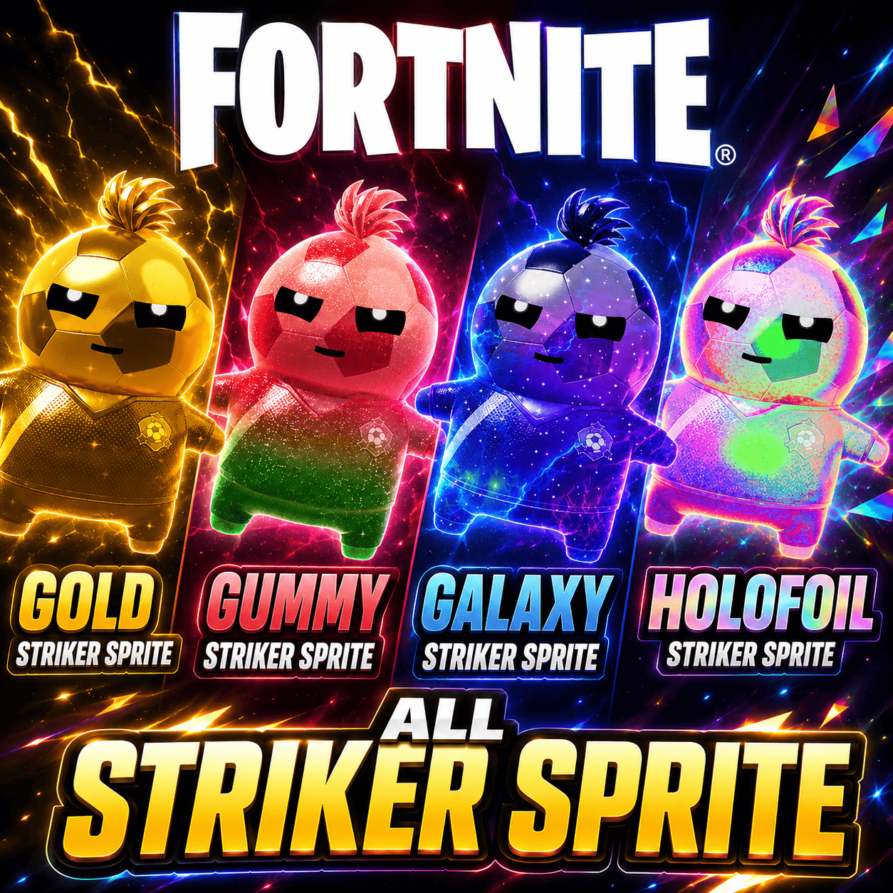 4 Striker Sprite | Gold Striker Sprite + Gummy Striker Sprite + Galaxy Striker Sprite + Holofoil Striker Sprite